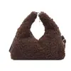 Moda Estilo Coreano Elegante Bolsa de Mão de Lã de Cordeiro Feminina Nova Outono e Inverno 2025 Bolsa de Ombro Transversal Versátil de Alta Qualidade