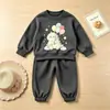 Nuevo y elegante conjunto infantil para primavera y otoño 2026, moderno conjunto de sudadera para niños y niñas, conjunto de dos piezas de ropa infantil de primavera