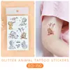 Pegatinas de Tatuaje Ruikalong Transfronterizas Nuevas con Brillo de Animales Marinos para Niños, Pegatinas de Tatuaje Coloridas Impermeables Lindas de Dibujos Animados