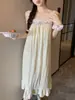 Camisola de verão de alta qualidade para mulheres, em seda de algodão nuvem, sem mangas, com bojos, comprimento médio, para usar em casa