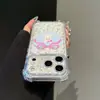 Adecuado para Apple 17PROMAX, funda para iPhone18 con agujeros finos, corazón floral, lazo, oso, niña, cuatro esquinas anticaída