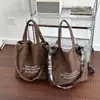 Bolso de Lona a Cuadros Retro, Estilo Perezoso, Casual y Versátil, Bolso de Hombro de Lana de Gran Capacidad, Bolso para Estudiantes Universitarios para Ir a Clase