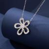 Colar Feminino Mais Vendido Internacionalmente com Flor de Cinco Pétalas e Micro Zircônias Personalizado, Pingente Grande de Flor Popular de Alto Padrão para Mulheres
