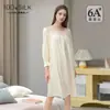 2026 Novo Estilo Palácio Francês Pura Seda Camisola para Mulheres 100% Seda de Amora Manga Longa Modelagem Solta Roupa de Casa Camisola