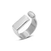 Anillo Abierto Geométrico Simple, No se Desvanece, Brillante, Anillo de Moda, Estilo Lujo Ligero, Joyería Vintage de Acero Inoxidable para Mujer
