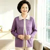 Suéter de punto de otoño para madre de mediana edad, suéter elegante con cuello, top base delgado para mujeres de mediana edad y mayores en primavera y otoño