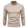 Suéter de punto de cuello alto transfronterizo de Amazon para hombre, camisa base de punto cálida, top de manga larga para hombre, camisa base cómoda