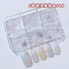 Caja de 6 Compartimentos con Lazos Estampado Leopardo, Pedrería Blanca Puntiaguda, Pequeñas Flores para Decoración de Uñas, Lazos Aurora para Decoración de Uñas, Ins