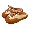 Mingsheng 2025 Novos Sapatos Casuais de Algodão Outono/Inverno Cadarço Solado Grosso Solado Plano Forrado com Lã Sapatos de Algodão para Uso Externo Estilo Ins