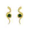 Pendientes de serpiente de diamante elegantes europeos y americanos para mujer, moda retro, pendientes de serpiente enrollada esmeralda, moda ins