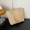Bolsas de Palha Trançada Atacado, Novo Estilo, Cor Sólida, Simples, Grande Capacidade, Bolsa Feminina de Palha Trançada, Bolsa de Ombro, Leve, Bolsa Trançada para Trabalho Diário