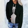 Sudadera con capucha de hombro nueva para mujer europea y americana 2024 primavera y otoño divertida holgada versátil moda top de mujer