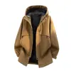 Chaqueta de longitud media para hombre, nueva y moderna chaqueta cortavientos con capucha para otoño e invierno, amigable con la piel, cálida, abrigo casual para hombre