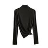 Camiseta Base de Modal con Cuello Alto Medio para Mujer 2026 Nuevo Otoño Camiseta Ajustada para Mujer que Ceñe la Cintura Top de Manga Larga A6829