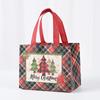 Bolsas de Navidad de Tela No Tejida a Cuadros Rojos en Stock al por Mayor Bolsas de Regalo Plegables con Estampado de Dibujos Animados