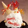 2026 Feliz Ano Novo Fogos de Artifício Acrílico Decoração de Bolo Topper Envelope Vermelho Cavalo Pequeno Decoração de Véspera de Ano Novo Inserção