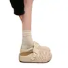 Medias Pantuflas Gruesas para Mujer con Punta Cerrada, Uso Exterior Verano 2026, Patrón Tejido de Malla, Diseño Hueco, Aumento Interno de Altura, Sandalias Estilo Birkenstock