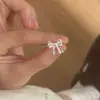 Anillo de Plata de Ley S925 con Lazo Estilo Dulce Suave de Verano Textura Plisada Moda Estilo Bosque Diseño de Nicho Anillo para el Dedo