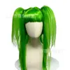 Peruca Fluorescente Verde de Duas Tranças para Halloween Feminino, Cabelo Longo Reto Subcultura com Franja, Adereço de Cabeça para Festa, Fornecimento Exclusivo Transfronteiriço