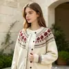 Cárdigan de moda nuevo para otoño e invierno, estilo europeo y americano transfronterizo, cuello redondo, bloques de color, prenda exterior casual, suéter de punto adelgazante para mujer