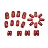 Unhas Usáveis Quadradas Europeias Vinho Tinto Clareadoras Padrão Glitter Manicure Adesivos Unhas Postiças Removíveis Unhas Prontas