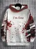 Sudadera con Capucha Estampado de Halloween de Horror 3D Harajuku Patrón Sangriento Sudadera con Capucha Pulóver de Moda para Hombre