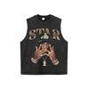Camiseta de Manga Curta Estampada Retro Hip Hop Transfronteiriço Marca Americana High Street Moda Casual Solta Camiseta de Manga Curta para Casal Masculina e Feminina