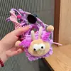 Bolsa Tejida a Mano para Auriculares Bluetooth DIY Estuche Protector Universal Caricatura Linda Portamonedas Retorcido Cruzado