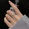 Anillo dulce de amor hueco estilo coreano moda elegante niña cadena gota de agua diseño simple de nicho joyería anillo