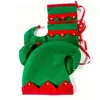 Sombrero de Elfo Navideño Transfronterizo Sombrero de Fieltro Estilo Elfo Navideño Sombrero Rojo y Verde con Cascabeles Adorno para Fiesta Navideña