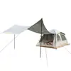 Barraca Tenda com Revestimento Prateado para Uso Externo para Acampamento, Tenda de Lazer com Proteção Solar, Dois Quartos e Uma Sala, Tenda de Acampamento Familiar de Abertura Rápida