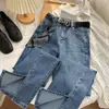 Calça Jeans Micro-flare para Estudantes Femininas Verão Novo Stretch Slim-fit Emagrecedora Versátil Wide-leg Tendência Barra Dividida