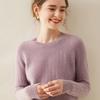 Suéter de cachemira suelto con cuello redondo y pequeño giro para mujer, otoño e invierno, nuevo, camisa de punto cálida de manga larga, suéter de moda