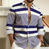 Camisa de rayas de manga larga para hombre de Amazon transfronteriza