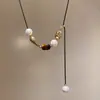Collar de Borlas con Ojo de Tigre Maillard y Perlas de Nuevo Estilo para Mujer, Cadena para Clavícula Ajustable de Lujo Ligero, Accesorio Versátil para el Cuello
