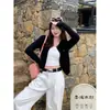 Cardigan de Tricô Retrô Americano Feminino Outono Inverno Novo Estilo College Casaco Suéter Vermelho Emagrecedor Top Curto