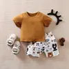 Traje de bebé verano Comercio exterior lindo bebé manga corta pantalones cortos dos piezas recién nacido dibujos animados ropa infantil al por mayor