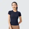 Camiseta deportiva ligera de secado rápido, ropa de yoga de verano para mujer de manga corta, top de fitness de alta elasticidad ajustado