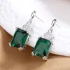 Novos Brincos Quadrados Esmeralda Retro Fashion High-End Temperamento Letras Vazadas Cor Turmalina Brincos Femininos Joias para Orelha