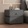 Gabinete de noche estilo crema para dormitorio, mesa de noche para el hogar, gabinete de almacenamiento de cuero de lujo ligero de alta gama, mesa de noche sin instalación