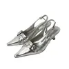 Primer Encuentro Temporada Zapatos de Tacón Alto con Punta Aguda para Mujer Sandalias con Hebilla de Cinturón de Punta Cerrada Zapatos Individuales Retro sin Espalda