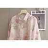 Camisa ligera de primavera-verano para mujer talla plus, estampado floral nuevo, manga larga, corte holgado, protector solar, estilo casual, con cuello