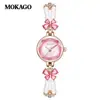Reloj Pulsera de Perlas Mokago Gama Alta Lujo Ligero Mariposa Fritillaria Aleación Reloj para Mujer Resistente al Agua Correa de Cobre Reloj de Cuarzo