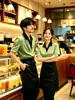 Uniforme de Trabajo de Manga Corta para Camarero de Cafetería de Postres de Té con Leche Camiseta Uniforme para Personal de Servicio de Té, Panadería, Catering, Hot Pot