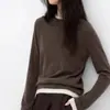 Nuevo Suéter de Punto Mezcla de Cachemira para Mujer Otoño e Invierno 2025, Bloques de Color, Cuello Redondo, Suéter Holgado de Manga Larga, Prenda Base