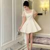 Ropa de Mujer Nueva de Verano 2026 con Estilo Dulce y Elegante, Empalme de Malla, Mangas Abullonadas, Ceñido a la Cintura y Vestido de Corte A Fluido 45158