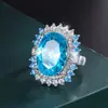 2023 nuevo deseo transfronterizo estilo retro europeo y americano simulación PA anillo con colgante ovalado azul traje para mujer