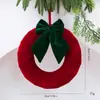 Guirlanda de Natal de Veludo Transfronteiriça Enfeite para Porta da Frente Laço Trançado DIY Decoração de Natal Ornamento Pendurado