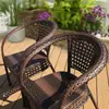 Mesa e Cadeira de Rattan para Exterior Conjunto de Três Peças Cadeira de Rattan para Pátio Mesa e Cadeira Pequenas para Varanda Mesa de Café para Lazer Combinação de Mesa e Cadeira Lazer ao Ar Livre