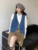 Chaleco vaquero para mujer, estilo Hong Kong, retro, holgado, combinable, sin mangas, 2025